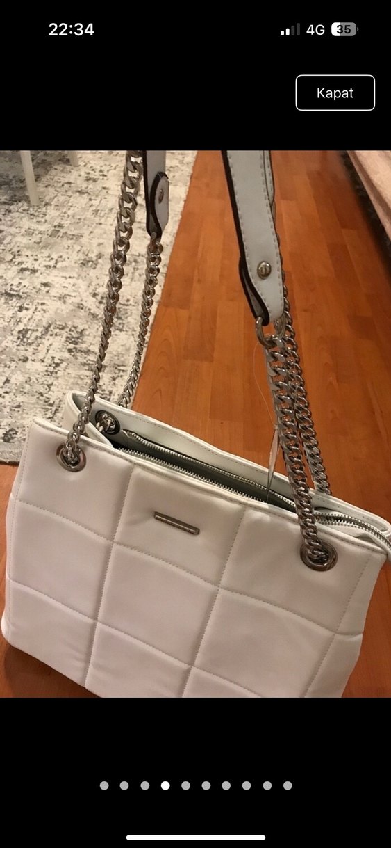 Zincir Detaylı Bej Deri Kadın Çanta krista bell - Görsel 3