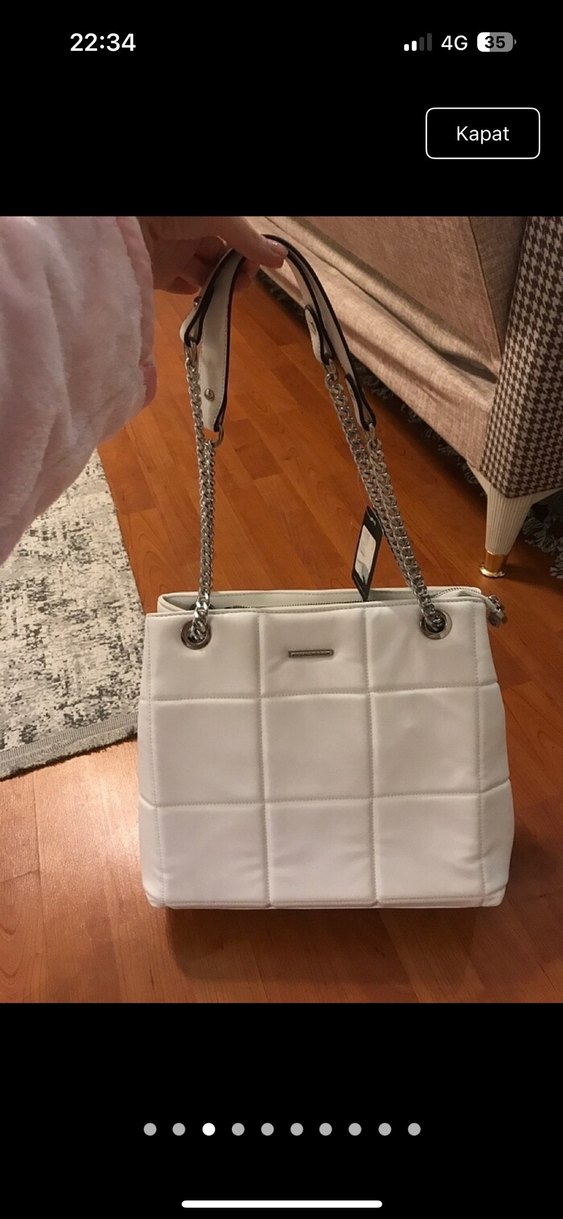 Zincir Detaylı Bej Deri Kadın Çanta krista bell - Görsel 4