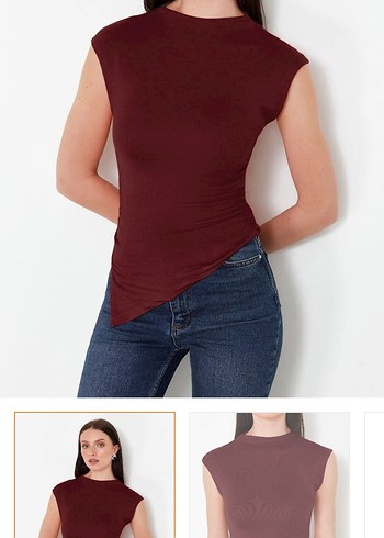 Bordo Kolsuz Yüksek Yaka Kadın Bluz