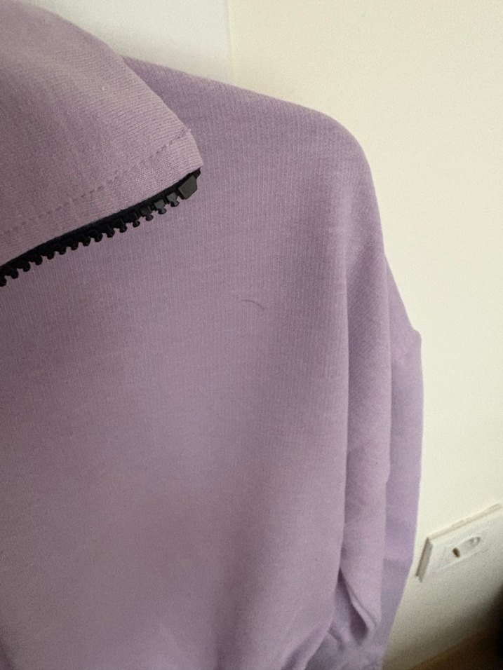 Uzun Kollu Mor Fermuarlı Sweatshirt - Görsel 2