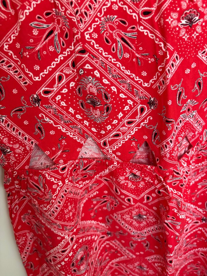 Kırmızı  Bohem elbise - Görsel 2