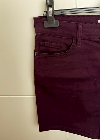 Mor Düğmeli Kadın Mini Etek - Görsel 2