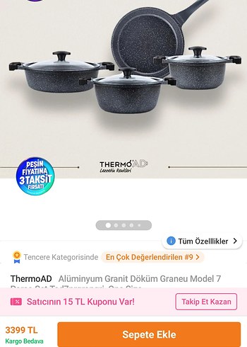ThermoAD Granit Döküm 7 Parça Tencere Seti