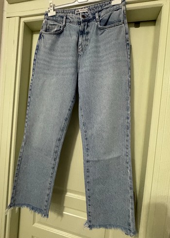 Zara Acik Mavi Yuksek Bel Denim Jean