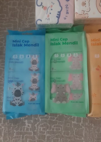 1 paket 130 tl Okul Mendilleri ve Mini Cep Islak Mendil Seti - Görsel 2