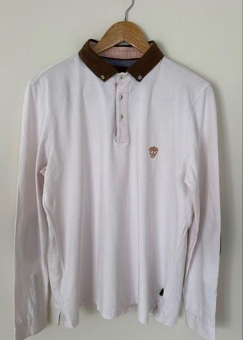 Düğmeli Beyaz Uzun Kollu Polo Tişört - Görsel 5