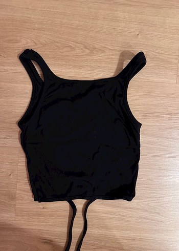 Siyah Halter Yaka Crop Top - Görsel 2