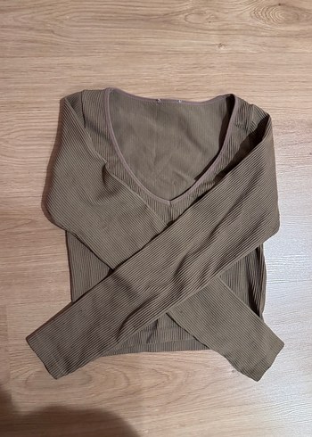 Stradivarius V Yaka Bej Kadın Triko - Görsel 2