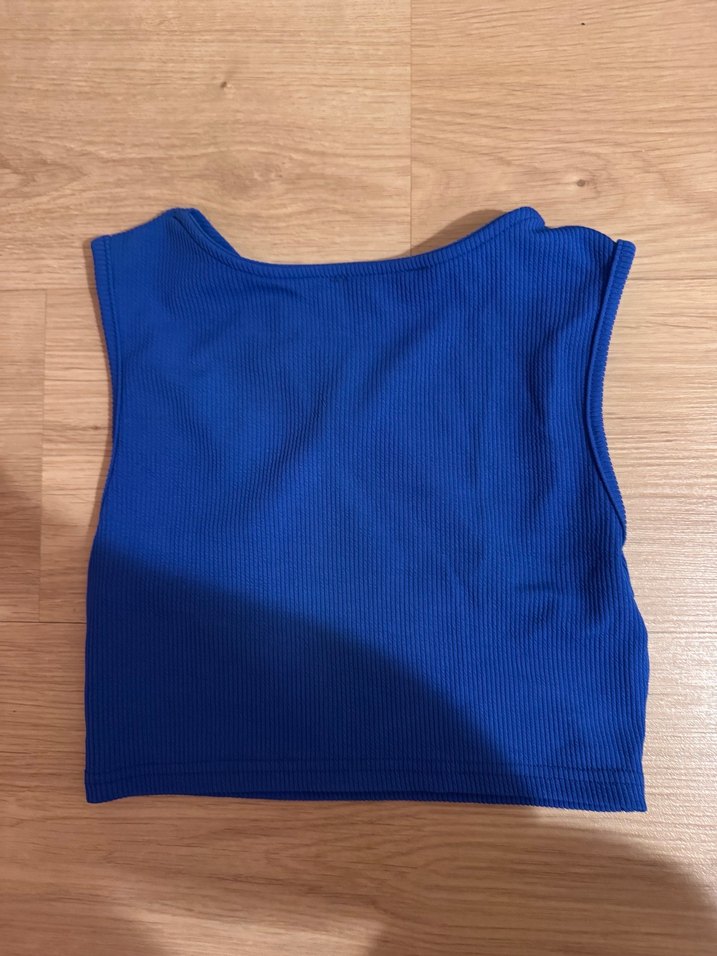 Kadın Mavi V Yakalı Atlet - Görsel 2