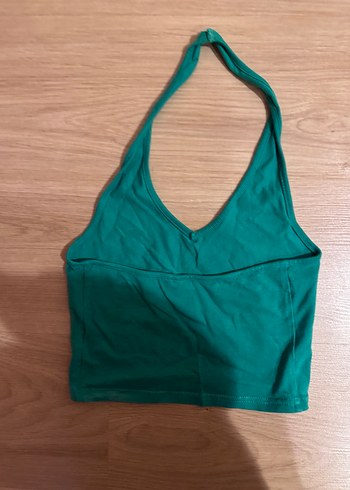 H&M Kadın Yeşil V Yaka Crop Top - Görsel 2