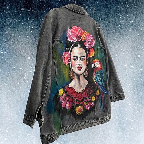 28 Beden Frida Kahlo Desenli Tasarım Kotceket