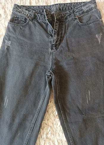 Gri Bol Kesim Kadın Jean Pantolon