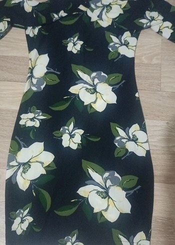 Yeşil Çiçek Desenli midi Kadın Elbise - Görsel 6