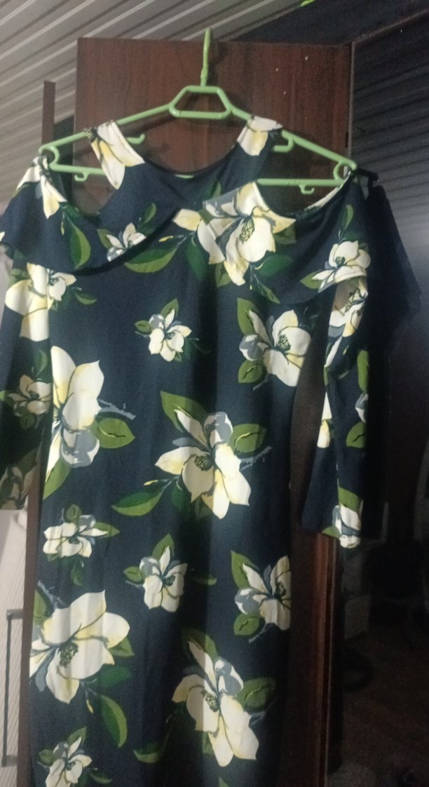 Yeşil Çiçek Desenli midi Kadın Elbise - Görsel 2