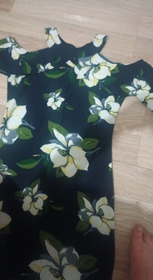 Yeşil Çiçek Desenli midi Kadın Elbise - Görsel 4