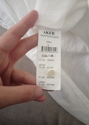 m Beden beyaz Renk Aker ekru V Yaka elbise