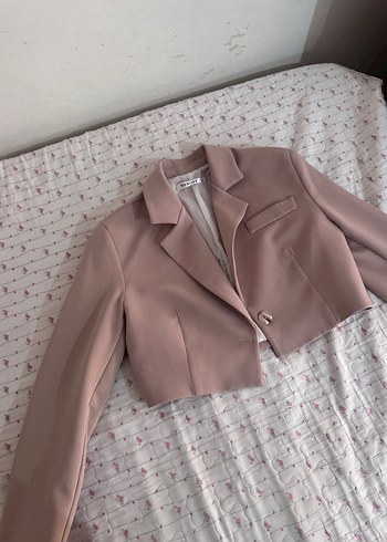 s Beden Bej Kadın Düğmeli Midi Blazer Ceket