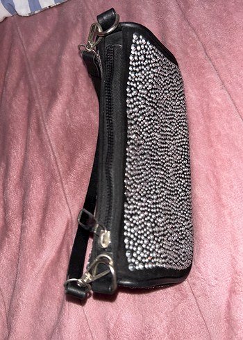 Parlak Payetli Siyah Deri Kadın Çanta - Görsel 3