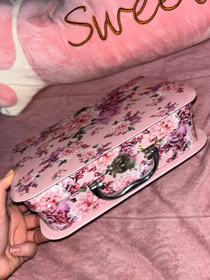 YURTDIŞI Çiçek Desenli Pembe hediyelik duş seti - Görsel 2