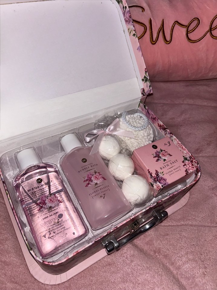 YURTDIŞI Çiçek Desenli Pembe hediyelik duş seti - Görsel 3