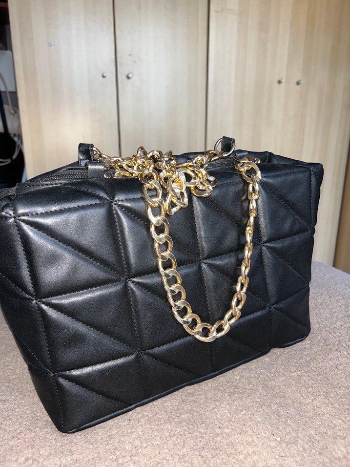 Zincir Detaylı Siyah Deri Kadın Çanta - Görsel 2