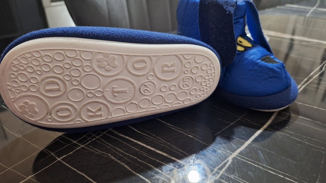 Erkek Çocuk Renkli Nakışlı Mavi Sıcak Ev Terliği - Görsel 2