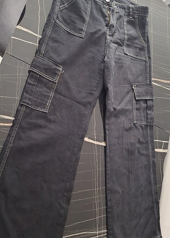 Kadın Siyah Kemerli Midi Denim Pantolon - Görsel 2