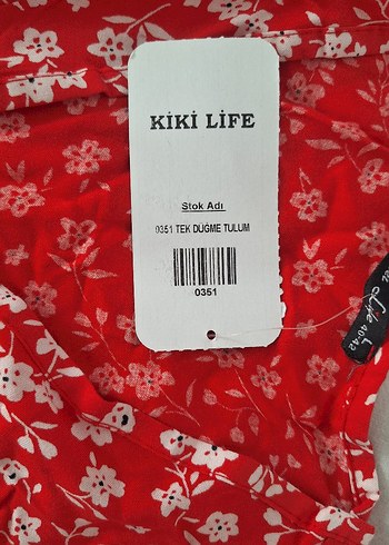 giyilmedi Kırmızı Çiçek Desenli Bohem Kadın Tulum - Görsel 4