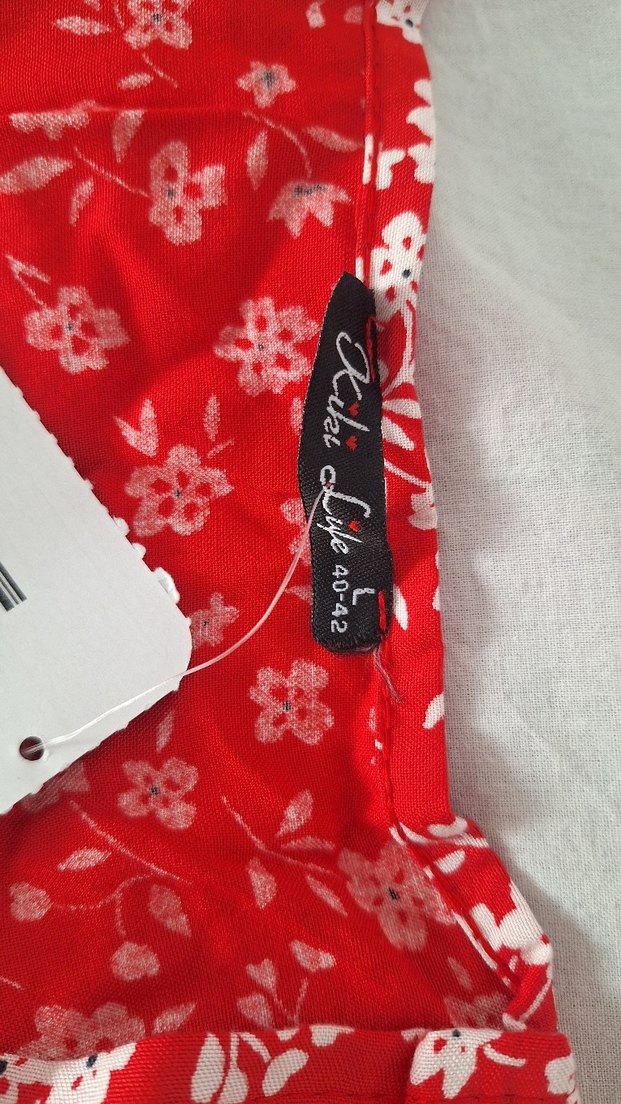 giyilmedi Kırmızı Çiçek Desenli Bohem Kadın Tulum - Görsel 2