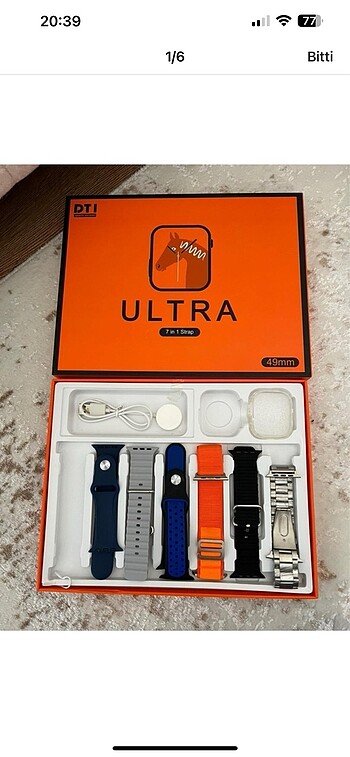 Ultra 7 In 1 Akıllı Saat 7 Kordonlu Takvim Spor Whatsapp Menülü