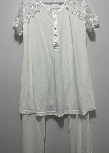 Kadın Beyaz Uzun Kollu Nakışlı Sabahlık hamile - Görsel 7