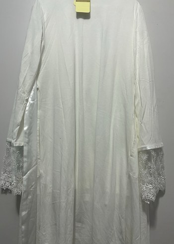 Kadın Beyaz Uzun Kollu Nakışlı Sabahlık hamile - Görsel 2