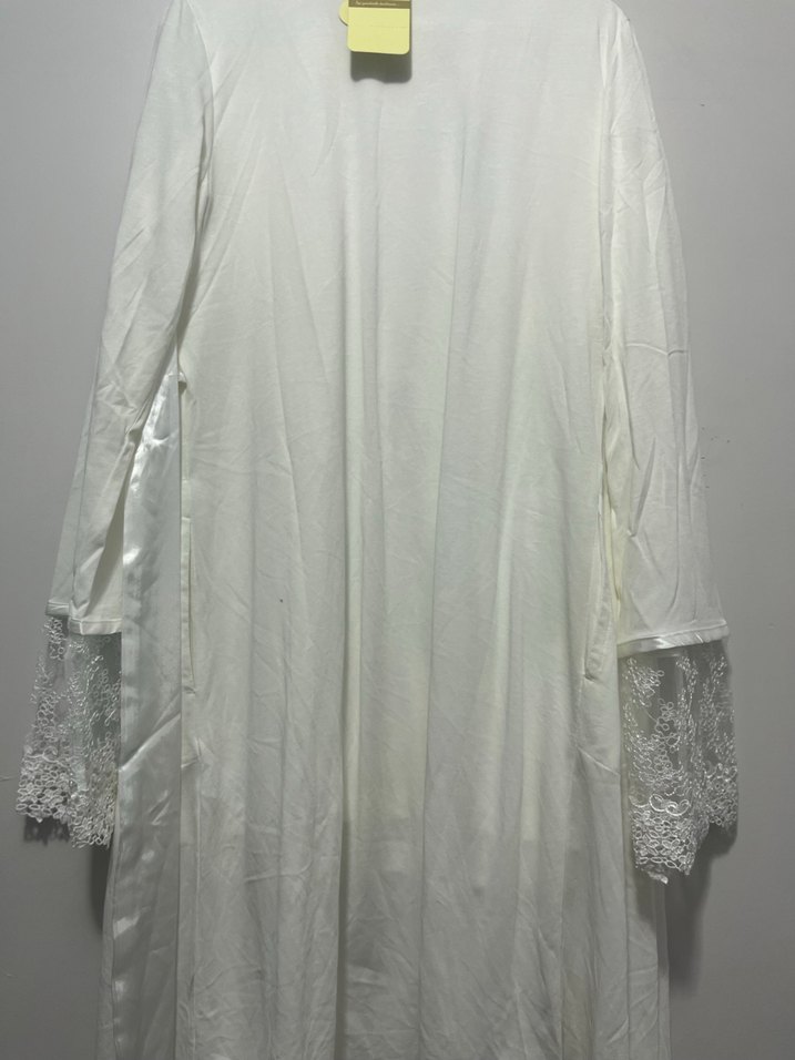 Kadın Beyaz Uzun Kollu Nakışlı Sabahlık hamile - Görsel 2