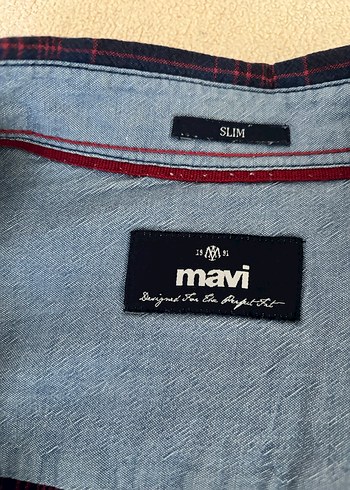 l Beden kırmızı Renk Mavi jeans ekose desen