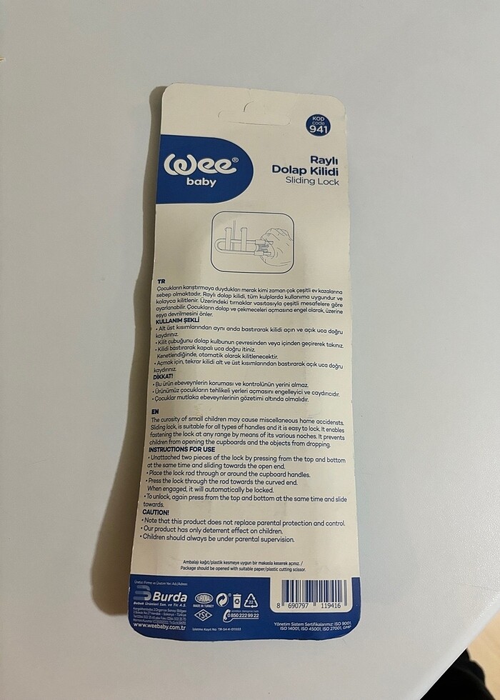Raylı dolap bebek kilidi - Görsel 2