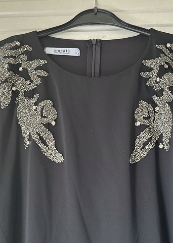diğer Beden Nakışlı Siyah Uzun Kadın Elbise