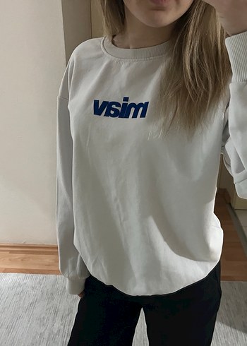 Beyaz Kadın Uzun Kollu Sweatshirt - Görsel 2