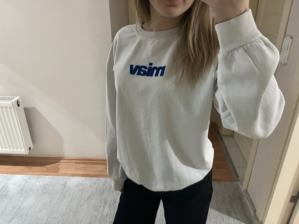 Beyaz Kadın Uzun Kollu Sweatshirt - Görsel 2