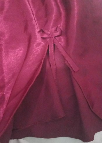 Bordo Parlak Askılı Midi Gecelik - Görsel 3