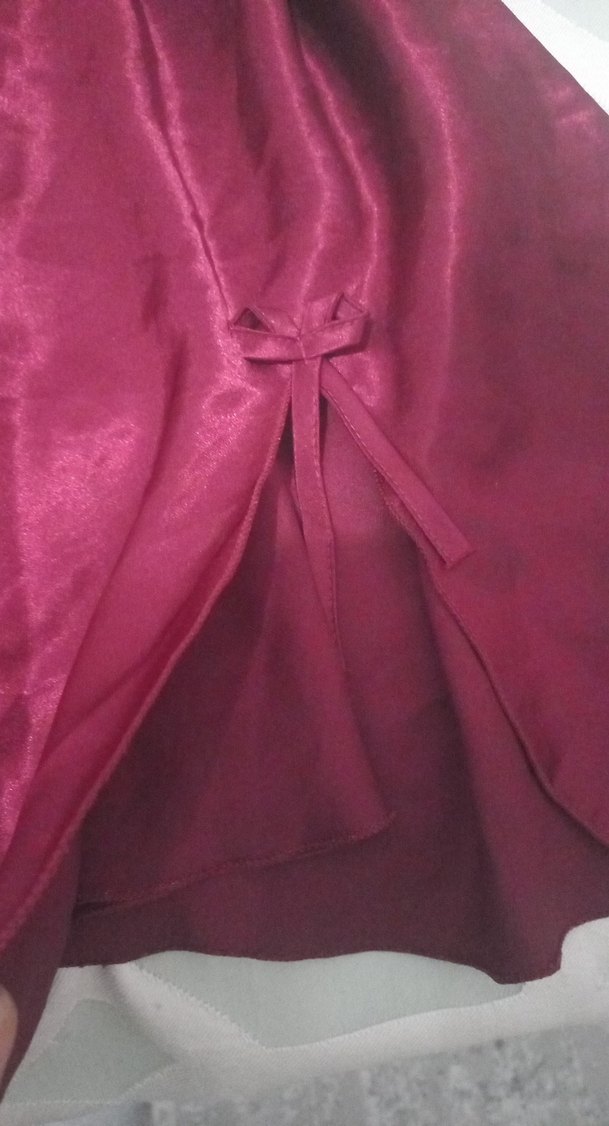 Bordo Parlak Askılı Midi Gecelik - Görsel 3