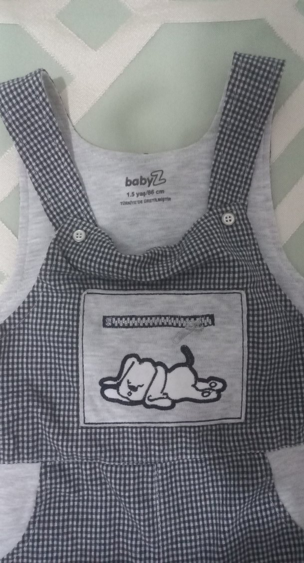 Erkek Çocuk Gri Askılı Tulum - Görsel 2