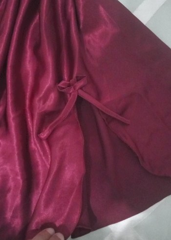 Bordo Parlak Bohem Uzun İp Askılı Gecelik - Görsel 3