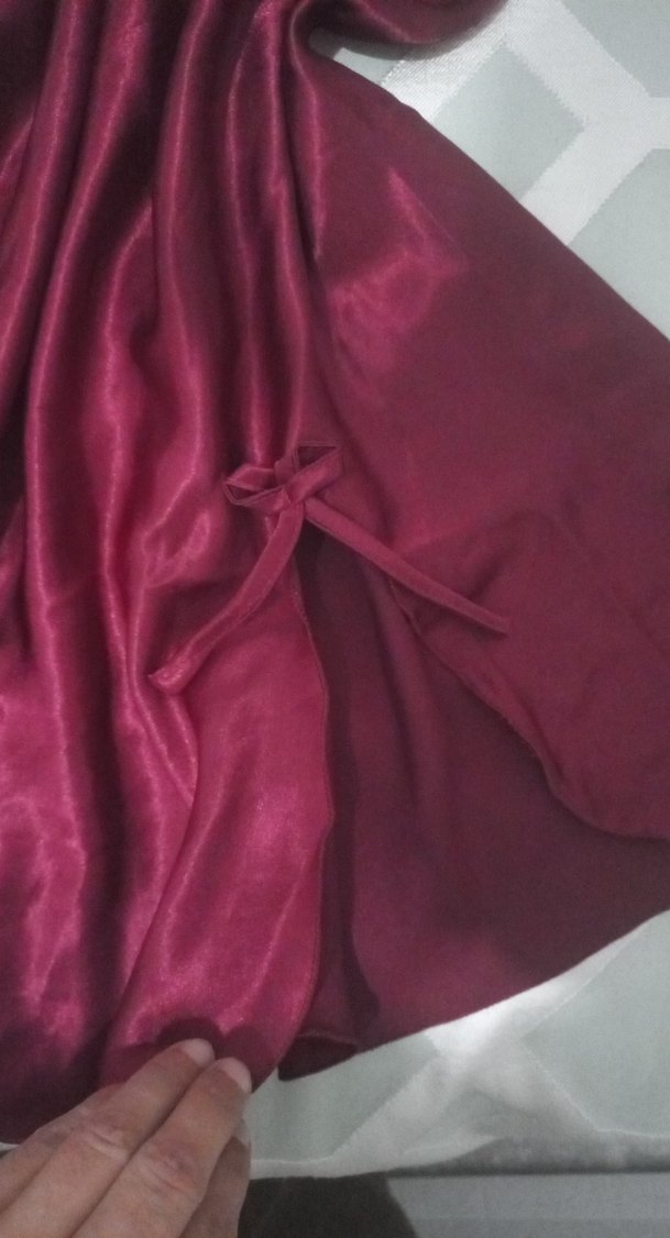 Bordo Parlak Bohem Uzun İp Askılı Gecelik - Görsel 3