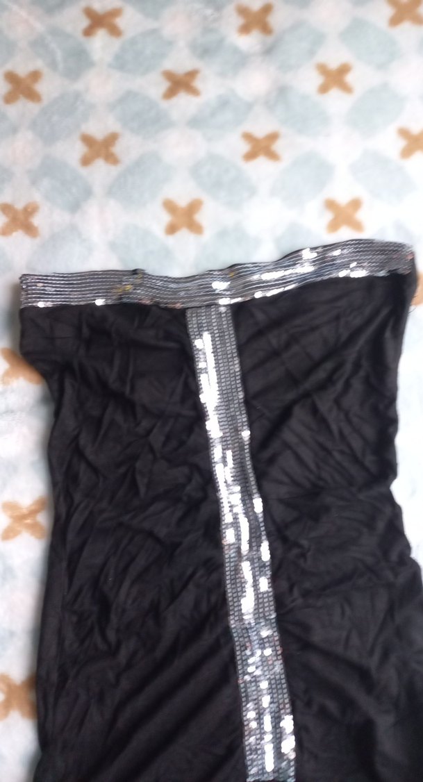 Siyah Straplez Fırfırlı Midi Abiye Elbise - Görsel 2