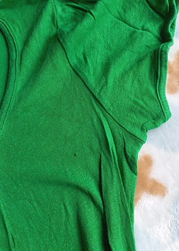 Yeşil Kısa Kollu Mini günlük elbise - Görsel 6