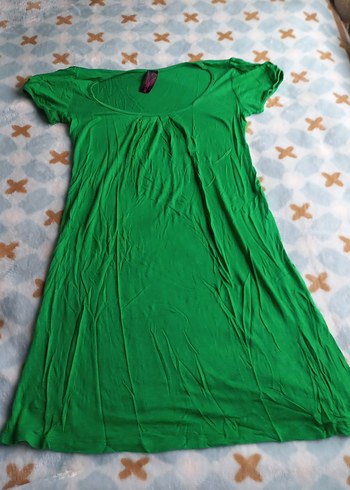 Yeşil Kısa Kollu Mini günlük elbise - Görsel 3