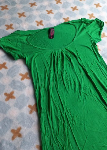 Yeşil Kısa Kollu Mini günlük elbise - Görsel 2