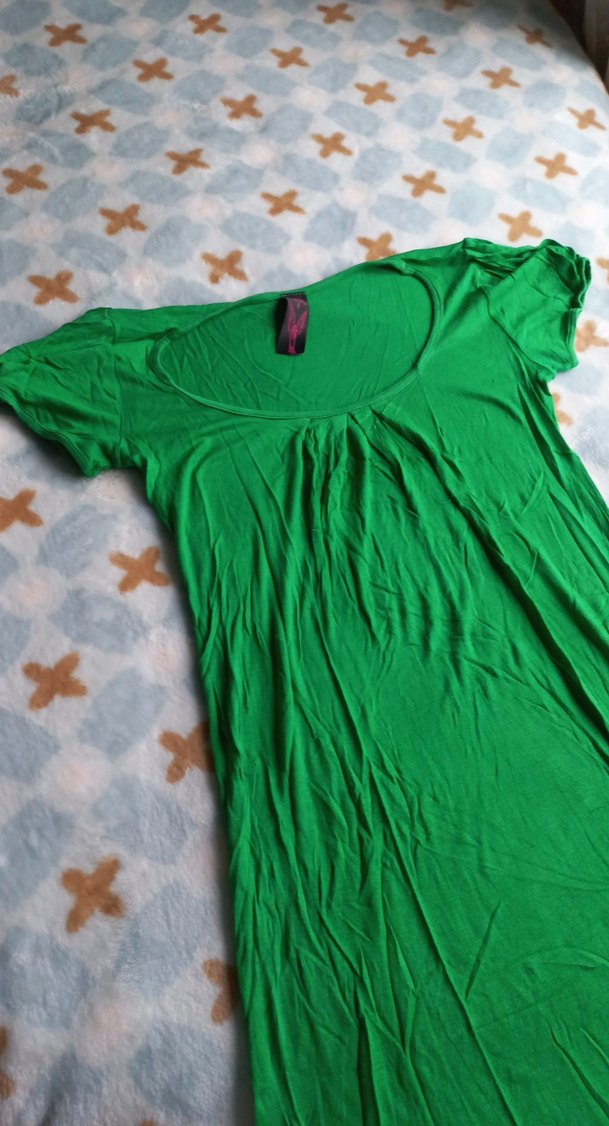 Yeşil Kısa Kollu Mini günlük elbise - Görsel 2