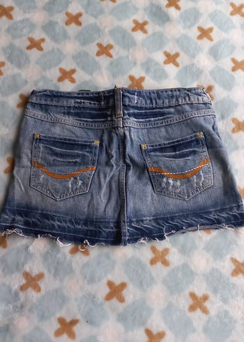 Kadın Mavi Kot Mini Etek - Görsel 4