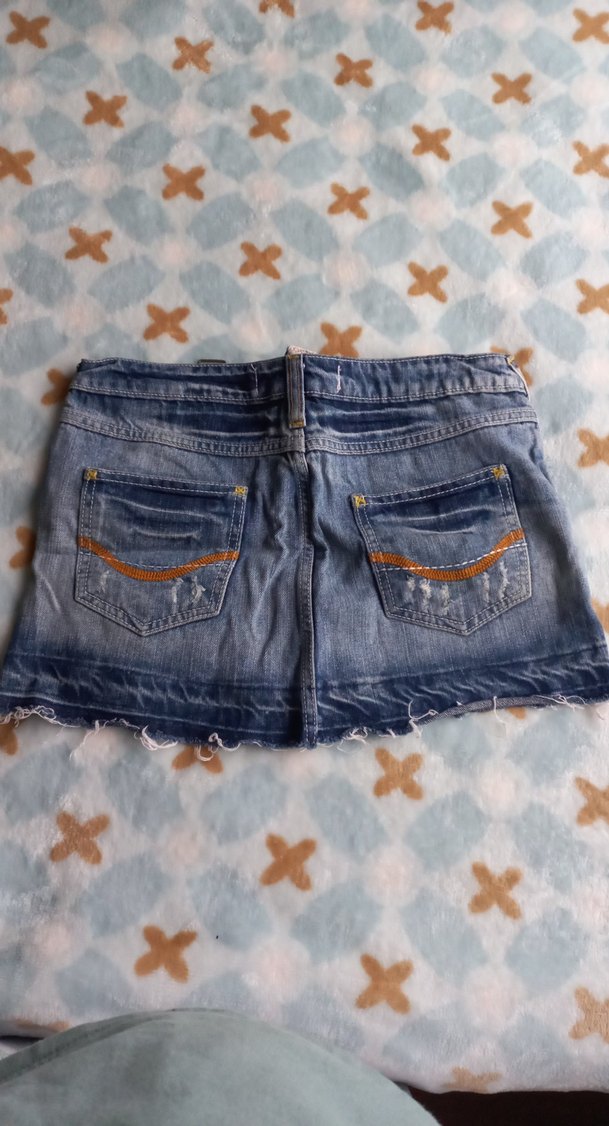 Kadın Mavi Kot Mini Etek - Görsel 4